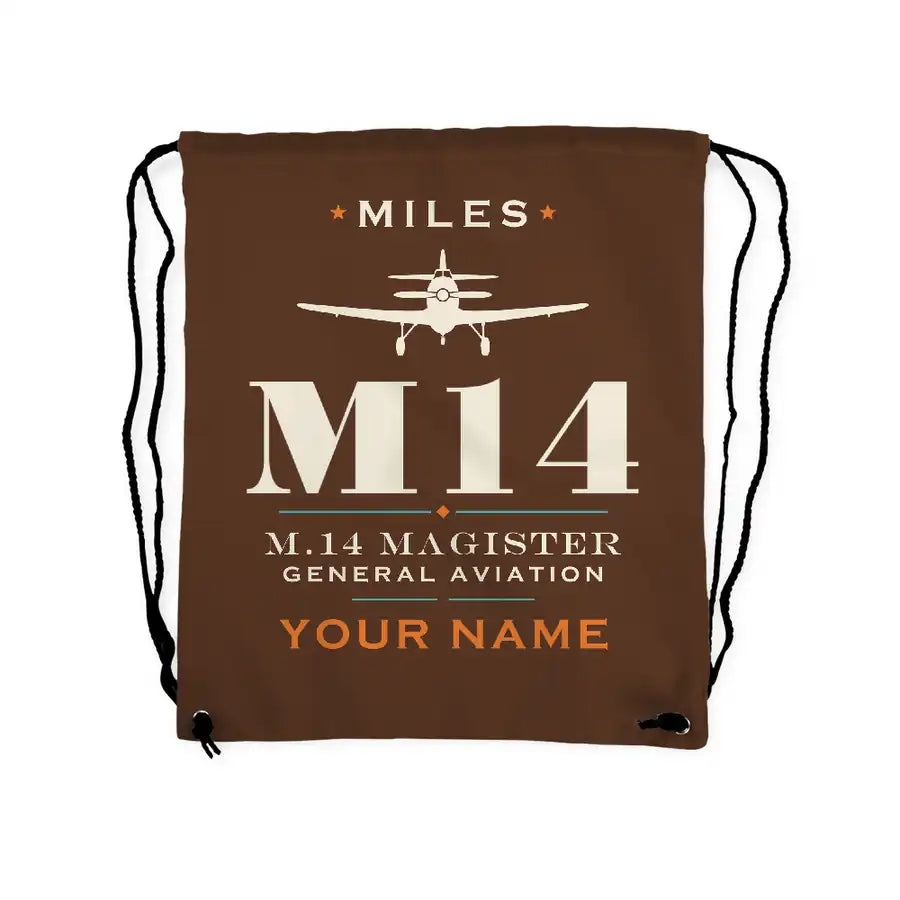 Miles M.14 Magister - Drawstring Bag - Heritage + Name - Brown