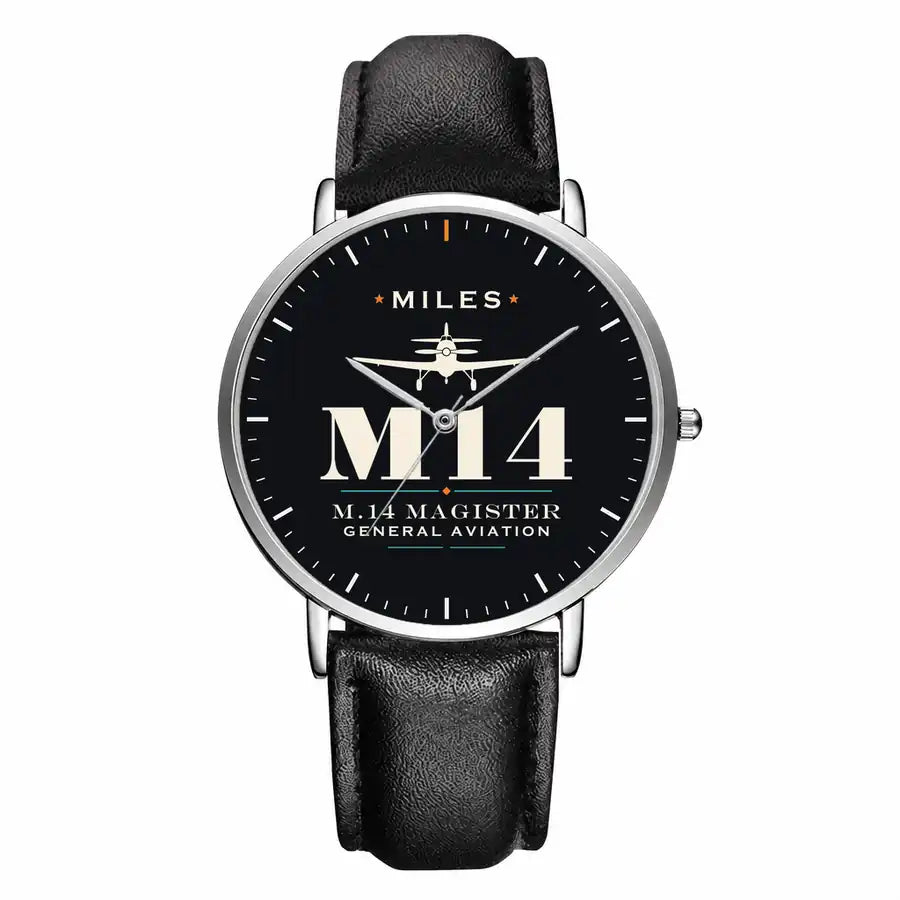 Miles M.14 Magister - Heritage - Slim Leather - Silver and Black Leather Strap