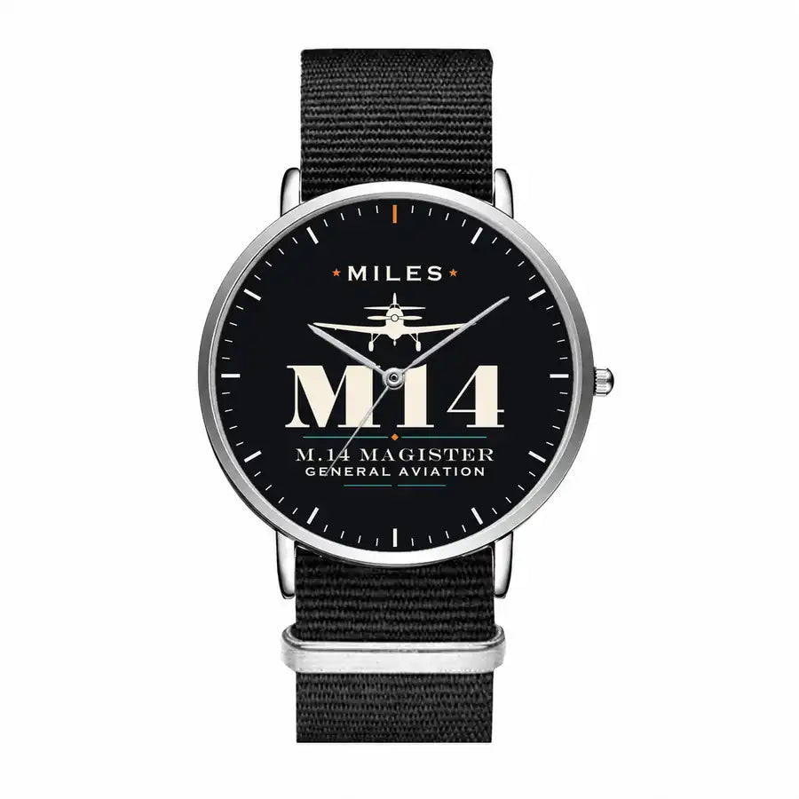 Miles M.14 Magister - Heritage - Slim Leather - Silver and Black Nylon Strap