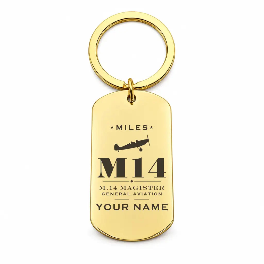 Miles M.14 Magister - Key Chain - Heritage + Name - Gold