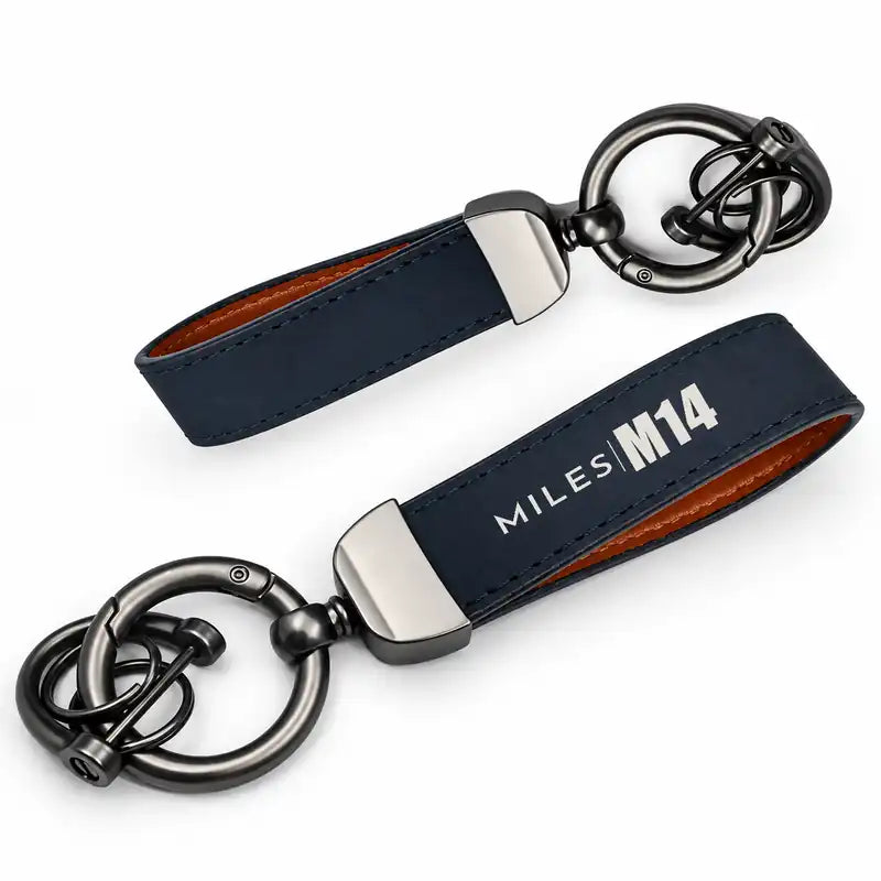 Miles M.14 Magister - Leather Key Chain - Horseshoe Buckle - Tag - Navy Blue