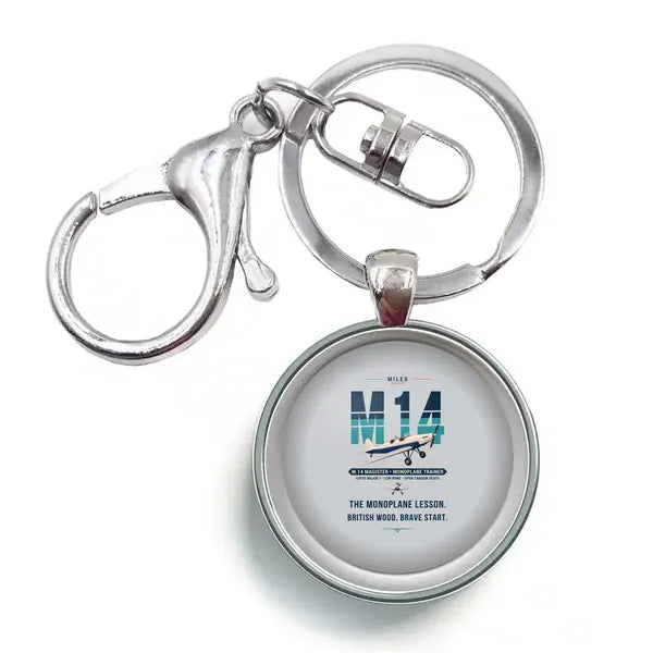 Miles M.14 Magister - Original - Circle Key Chain - Light Gray