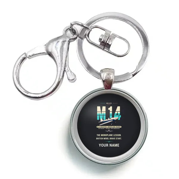Miles M.14 Magister - Original + Name - Circle Key Chain - Black