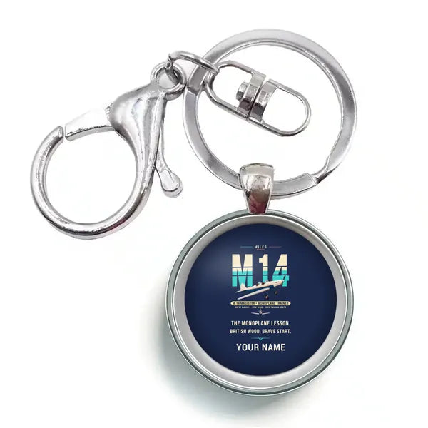 Miles M.14 Magister - Original + Name - Circle Key Chain - Navy Blue