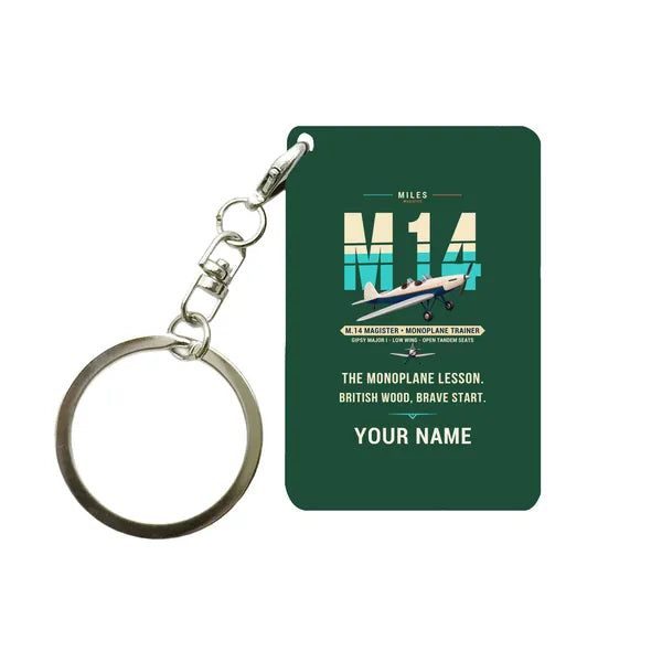 Miles M.14 Magister - Original + Name - Key Chain - Dark Green