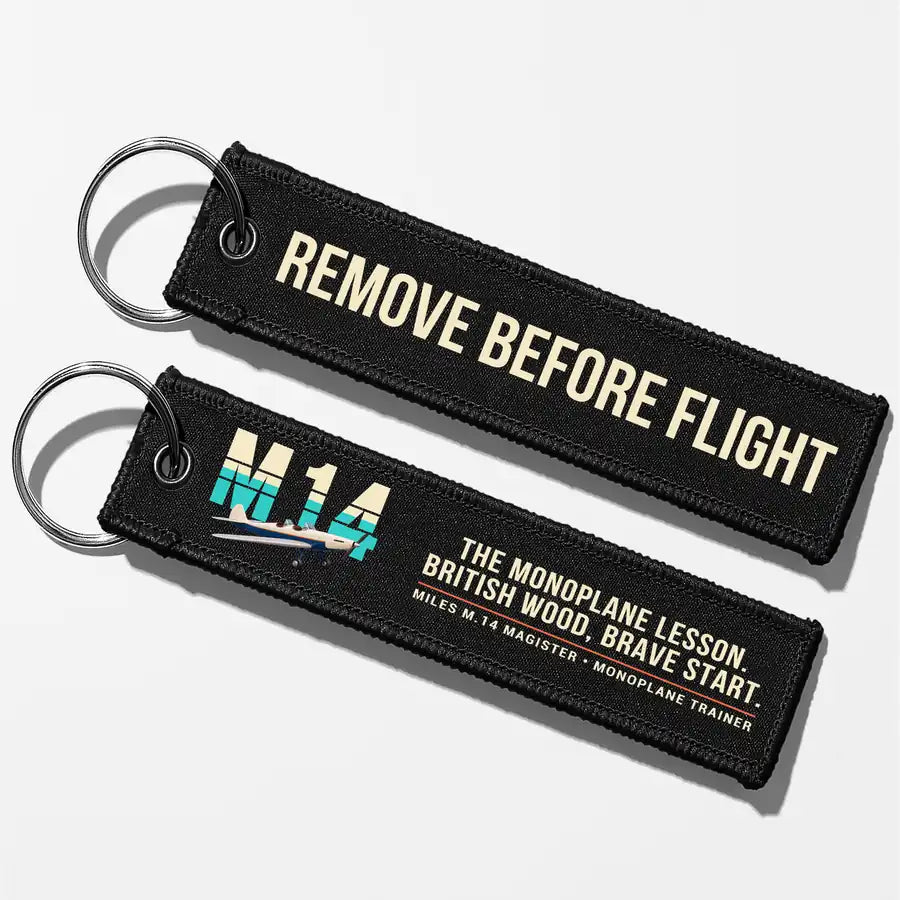 Miles M.14 Magister Aviator Key Chains - Black - Original - Remove Before Flight