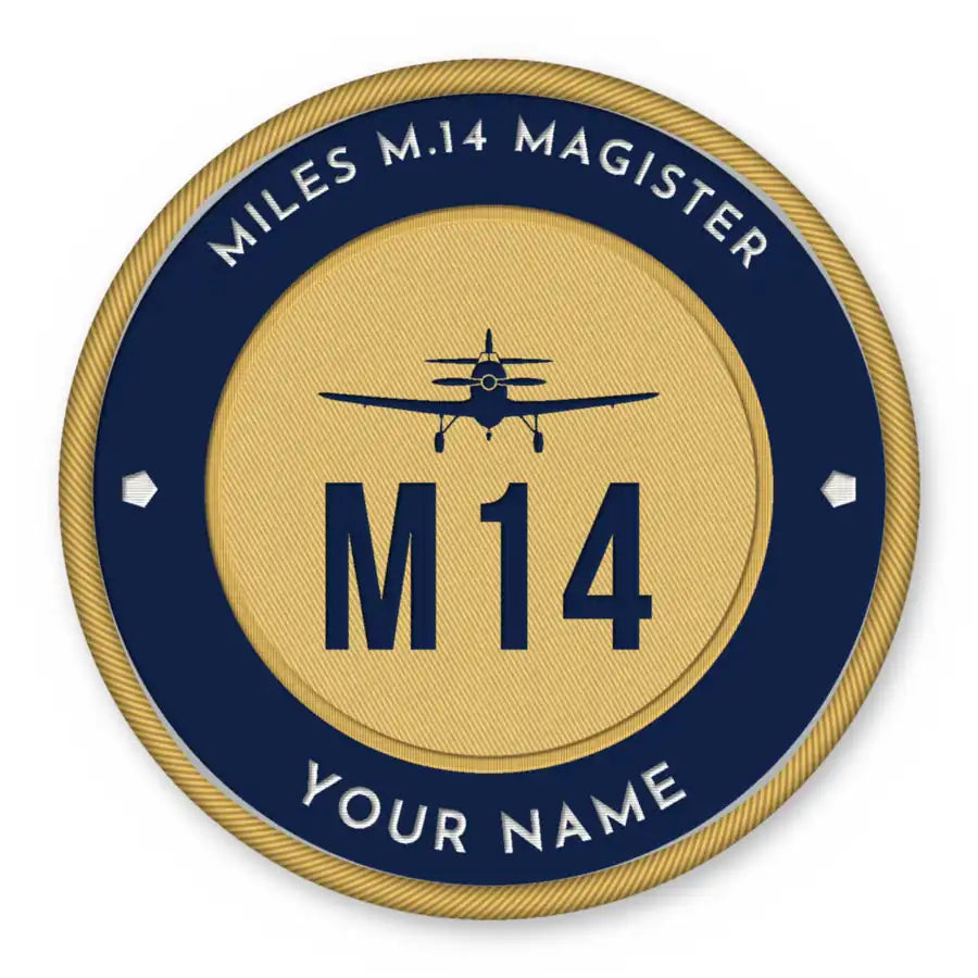 Miles M.14 Magister Patches - Circle + Name - Navy Gold