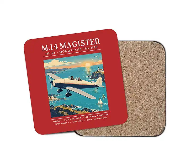 Miles M.14 Magister - Poster - Coaster - Red