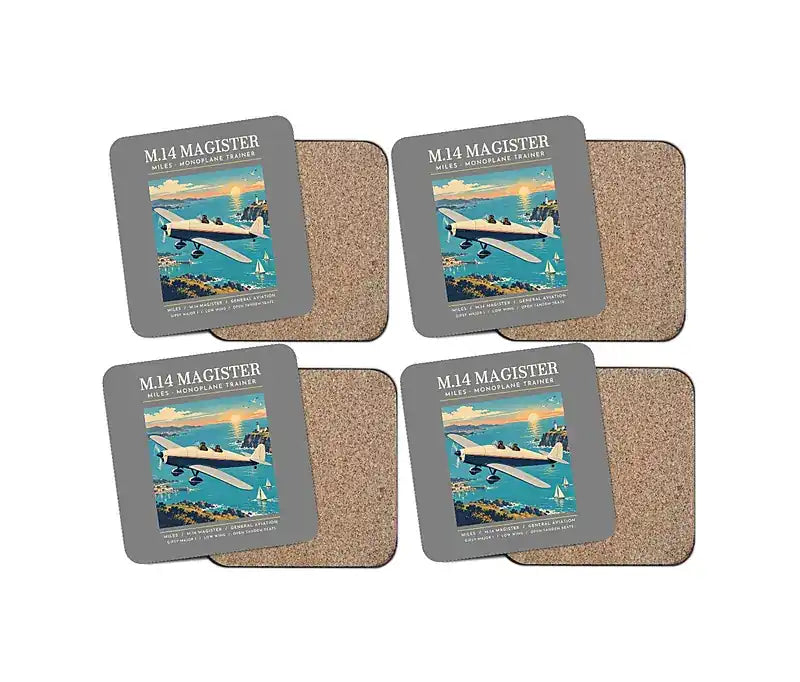 Miles M.14 Magister - Poster - Coaster Set - Gray