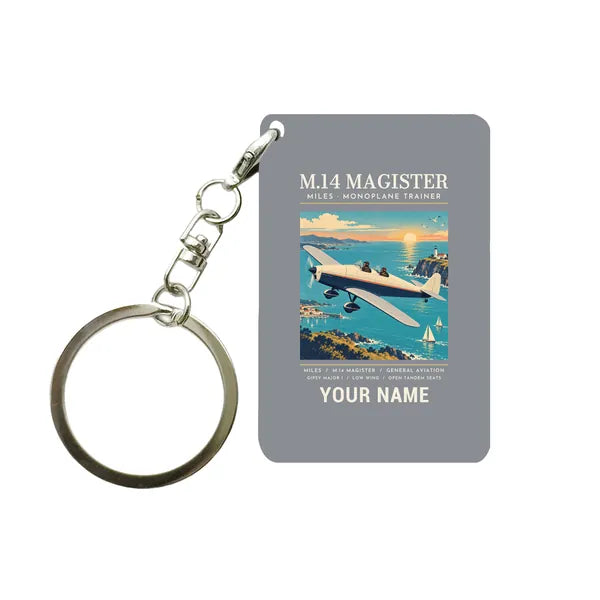 Miles M.14 Magister - Poster + Name - Key Chain - Gray
