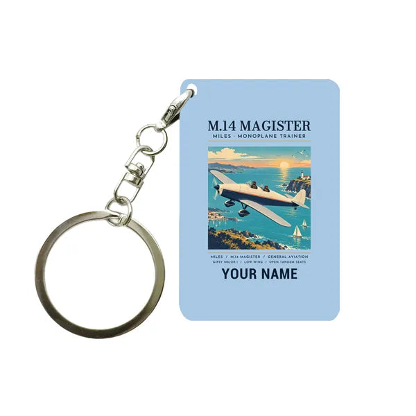 Miles M.14 Magister - Poster + Name - Key Chain - Light Blue