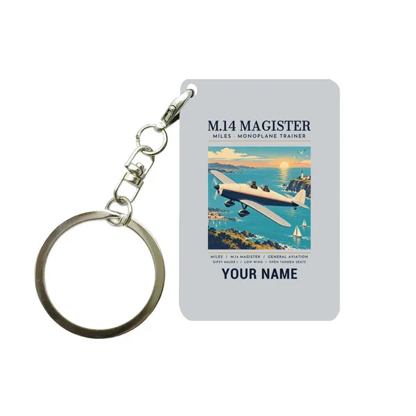 Miles M.14 Magister - Poster + Name - Key Chain - Light Gray