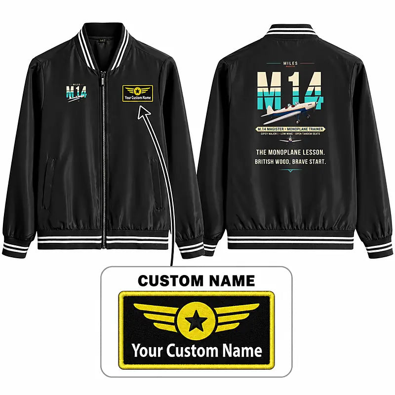Miles M.14 Magister Stylish Jackets - Baseball Collar - Original + Name - Black