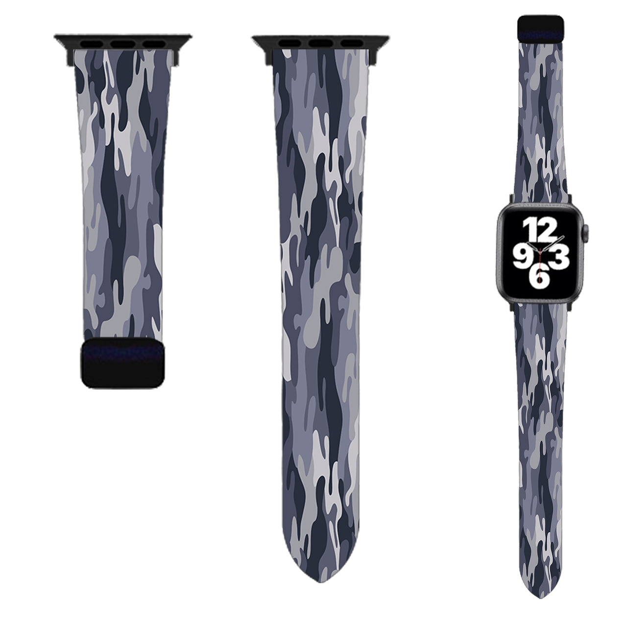 Military Camouflage Army Gray Designed Soft Silicone Apple Watch Bands