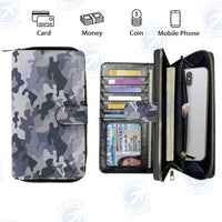 Thumbnail for Military Camouflage Army Gray Designed Leather Long Zipper Wallets