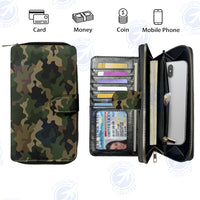 Thumbnail for Military Camouflage Army Green Designed Leather Long Zipper Wallets