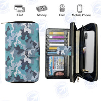 Thumbnail for Military Camouflage Green Designed Leather Long Zipper Wallets