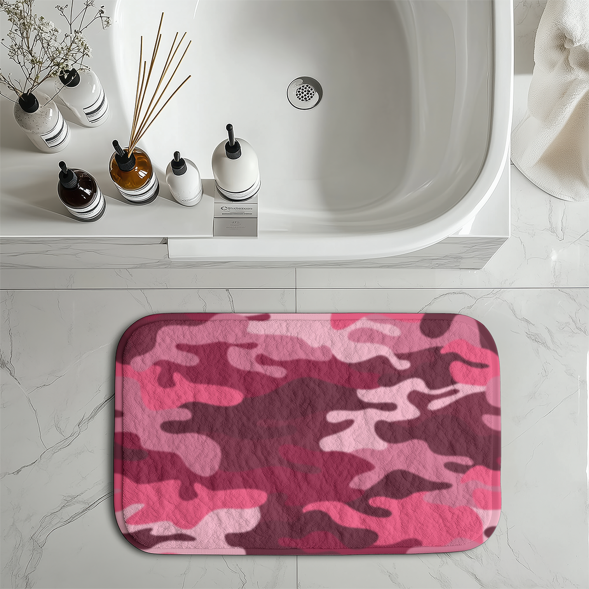 Military Camouflage Red Designed Bath Mats