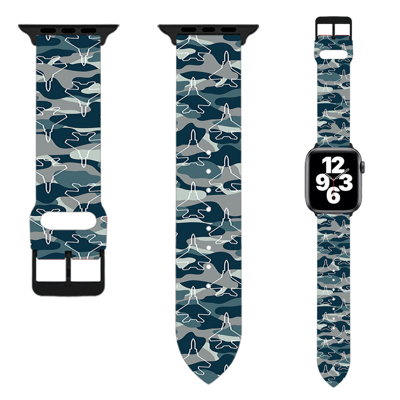 Military Comouflage & Jet Airplanes Designed Soft Silicone Apple Watch Bands
