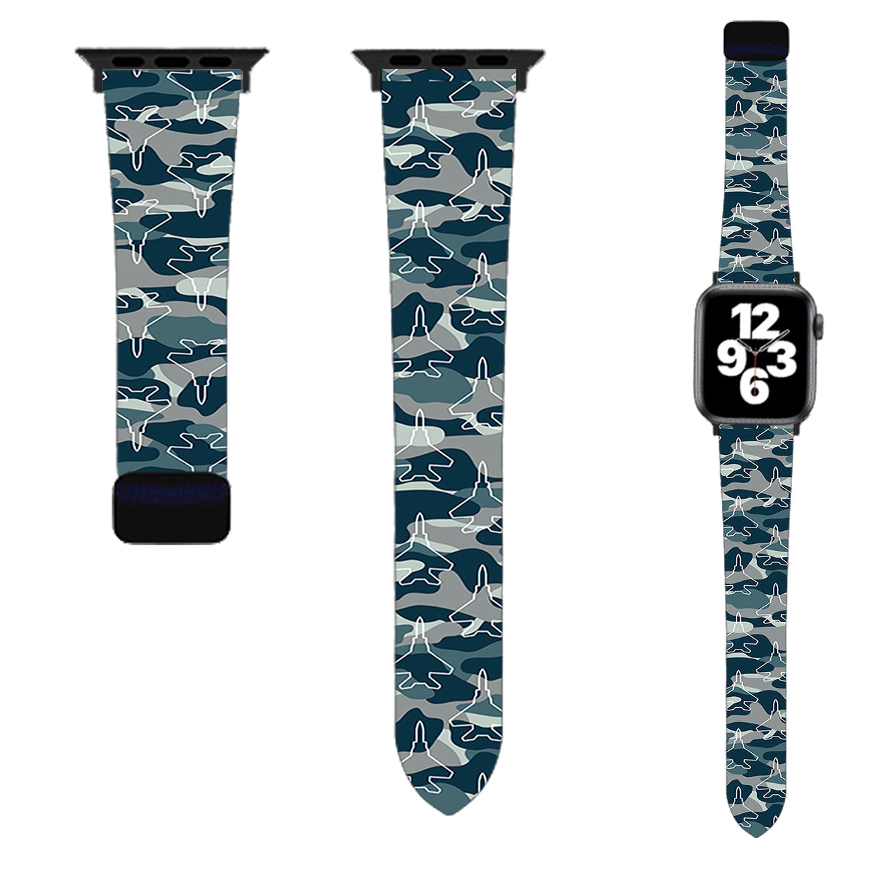 Military Comouflage & Jet Airplanes Designed Soft Silicone Apple Watch Bands
