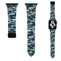 Thumbnail for Military Comouflage & Jet Airplanes Designed Soft Silicone Apple Watch Bands
