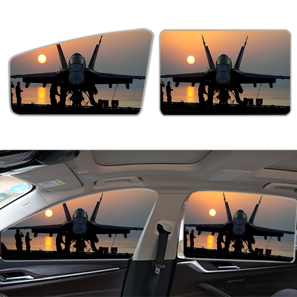 Military Jet During Sunset Designed Car Sun Shade (Side window)
