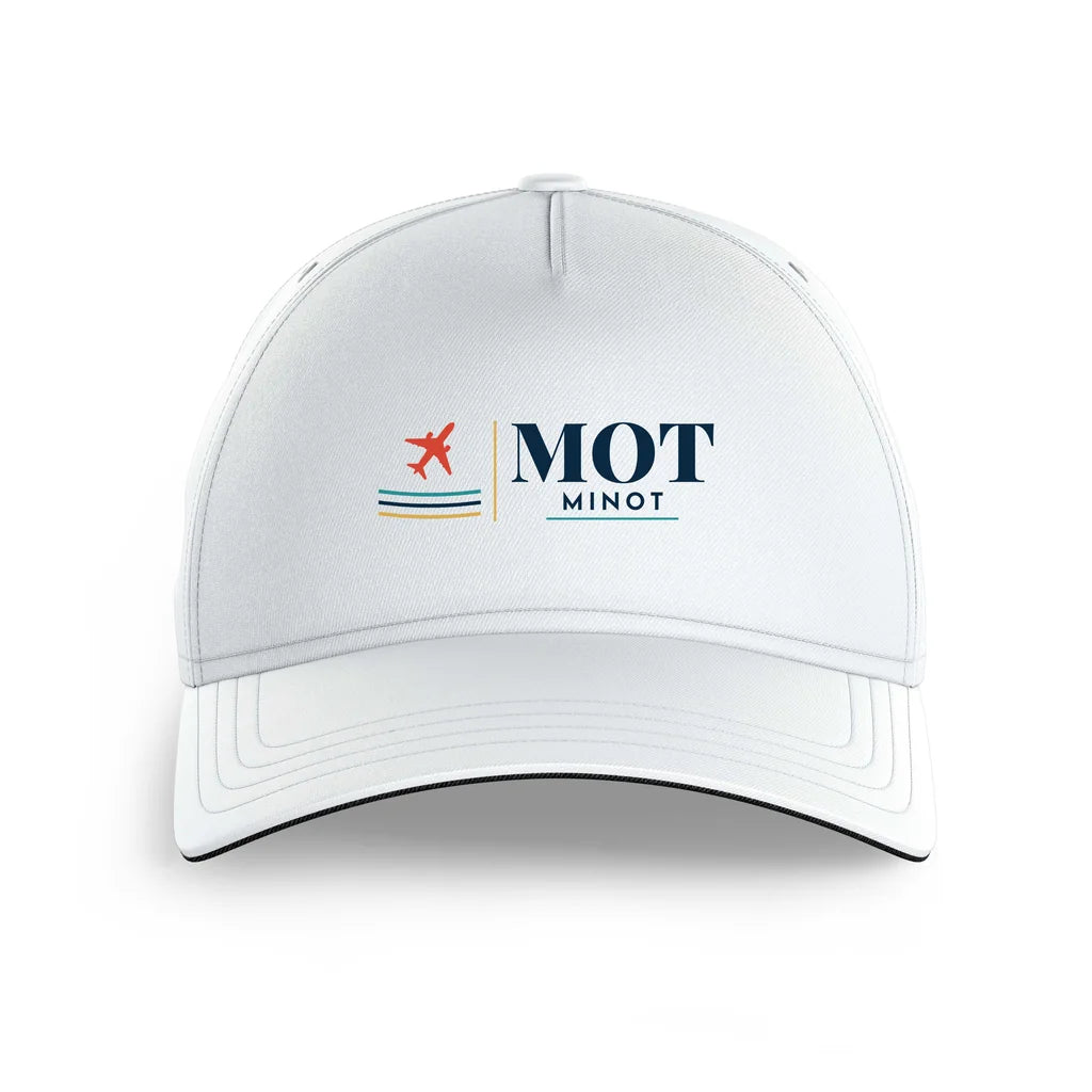 Minot International Airport (MOT) printed hat - white