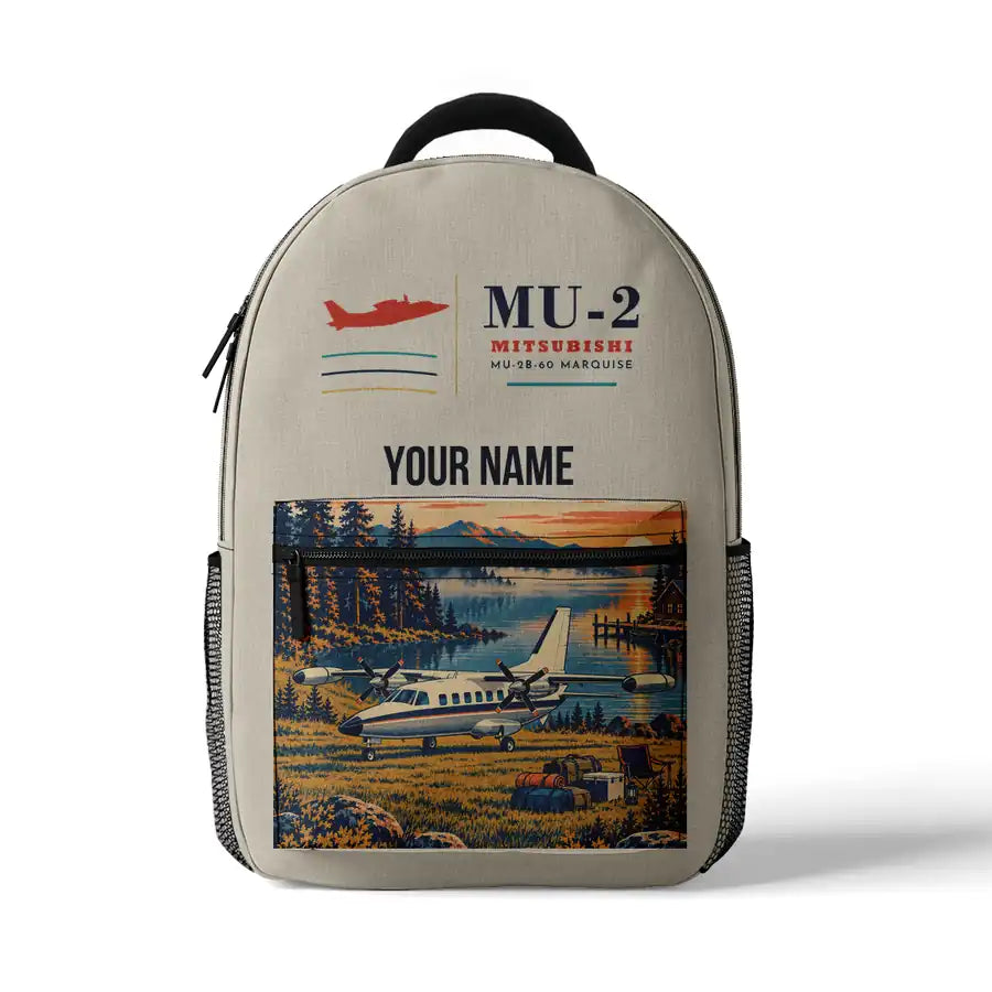 Mitsubishi MU-2B-60 Marquise - 3D Backpack - Beige + Name