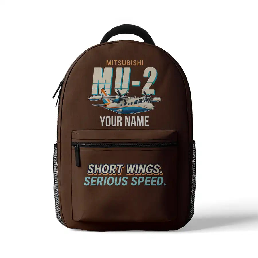 Mitsubishi MU-2B-60 Marquise - 3D Backpack - Cartoon + Name - Brown