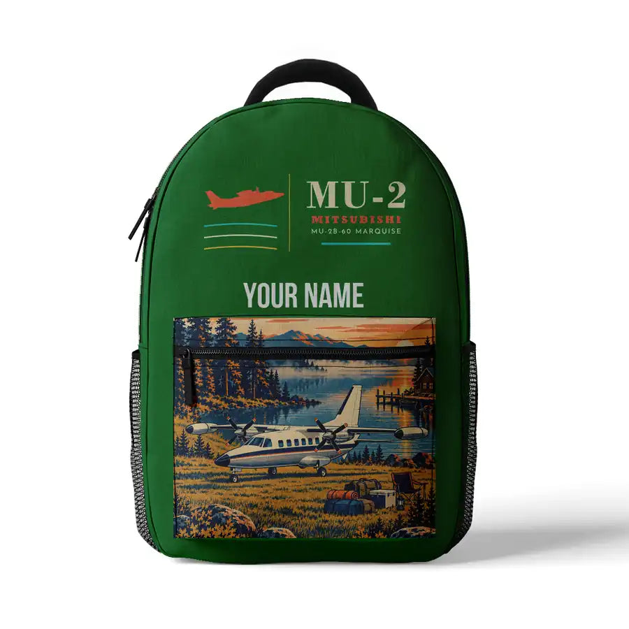 Mitsubishi MU-2B-60 Marquise - 3D Backpack - Green + Name