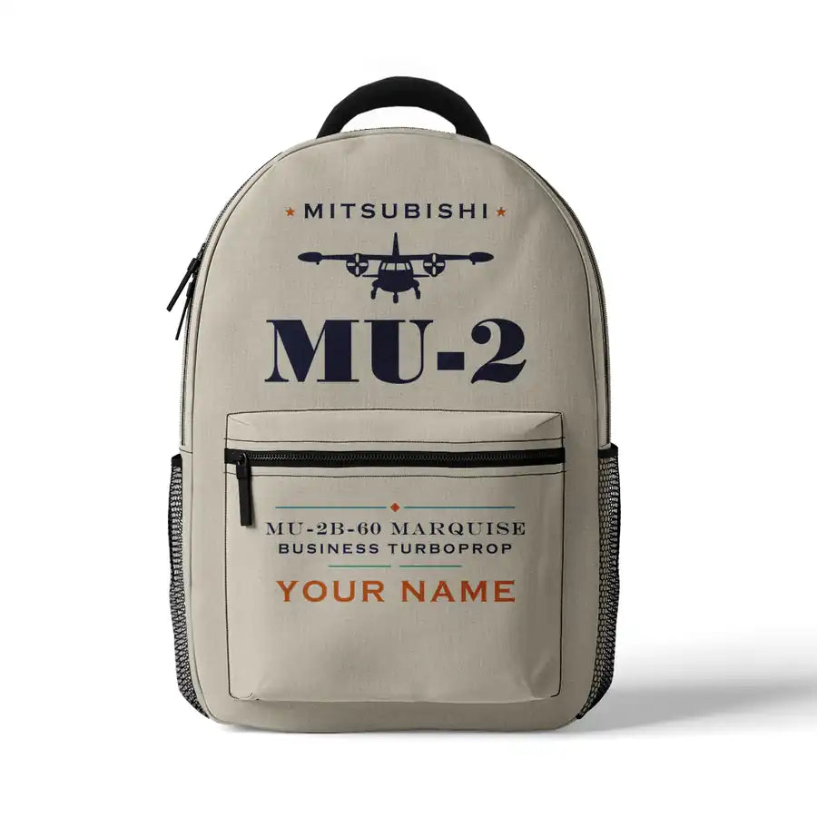 Mitsubishi MU-2B-60 Marquise - 3D Backpack - Heritage + Name - Beige
