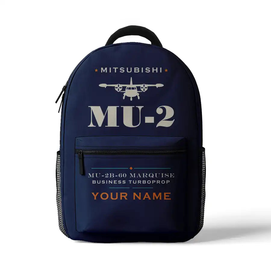 Mitsubishi MU-2B-60 Marquise - 3D Backpack - Heritage + Name - Dark Blue