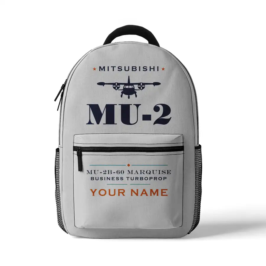 Mitsubishi MU-2B-60 Marquise - 3D Backpack - Heritage + Name - White