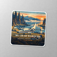 Thumbnail for Mitsubishi MU-2B-60 Marquise - 3D + Name - Square Sticker - Close-up