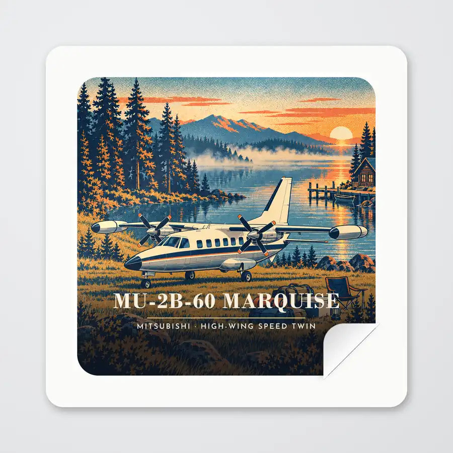 Mitsubishi MU-2B-60 Marquise - 3D - Square Sticker - Peel