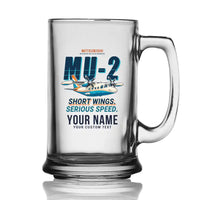 Thumbnail for Mitsubishi MU-2B-60 Marquise - Cartoon + Name - Beer Glass with Holder