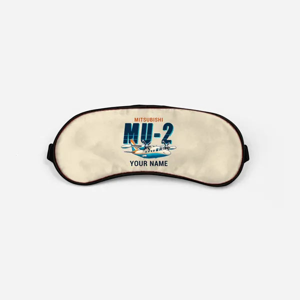 Mitsubishi MU-2B-60 Marquise - Cartoon + Name - Sleep Mask - Beige