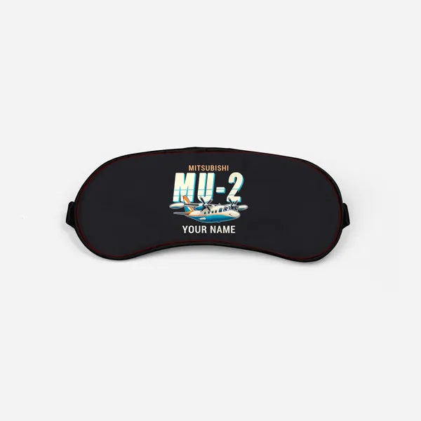 Mitsubishi MU-2B-60 Marquise - Cartoon + Name - Sleep Mask - Black