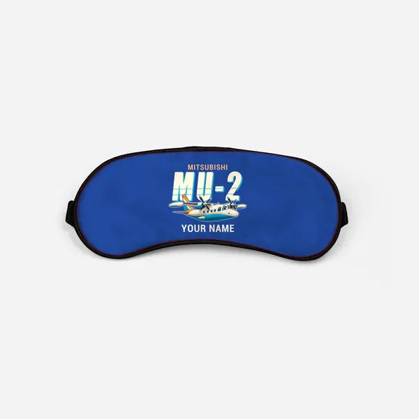Mitsubishi MU-2B-60 Marquise - Cartoon + Name - Sleep Mask - Blue