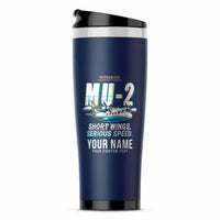 Thumbnail for Mitsubishi MU-2B-60 Marquise - Cartoon + Name - Stainless Steel (No Holder) - Dark Blue