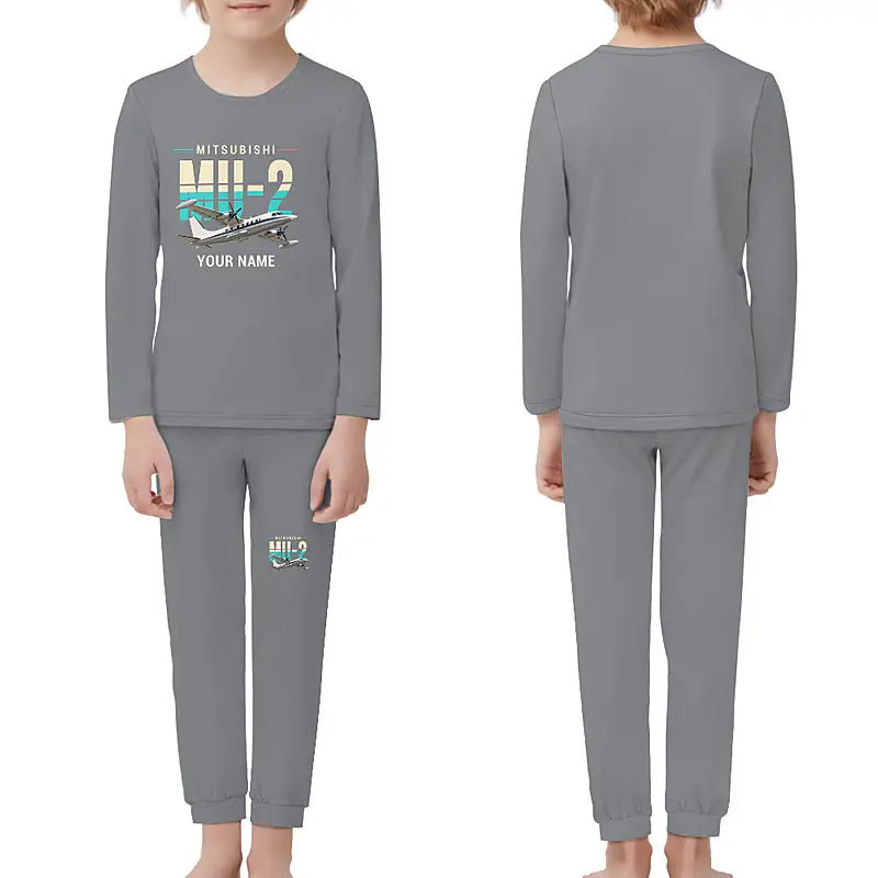 Mitsubishi MU-2B-60 Marquise - Children Pajamas - Original Chest + Name - Gray