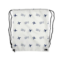 Thumbnail for Mitsubishi MU-2B-60 Marquise - Drawstring Bag - 3D Pattern - White
