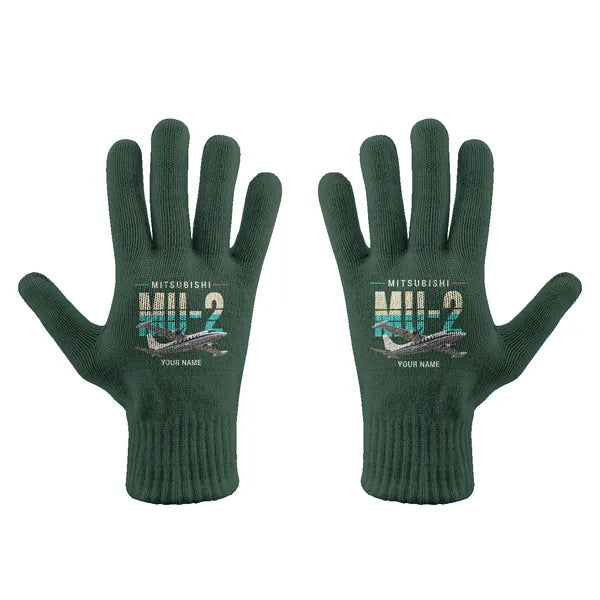 Mitsubishi MU-2B-60 Marquise - Gloves - Full - Original + Name - Dark Green