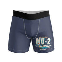 Thumbnail for Mitsubishi MU-2B-60 Marquise - Men Boxers - Cartoon + Name - Navy Blue