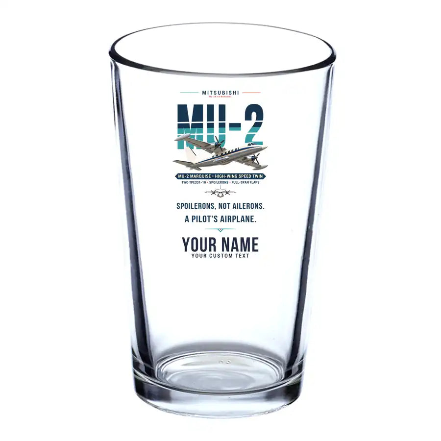 Mitsubishi MU-2B-60 Marquise - Original + Name - Beer & Water Glass