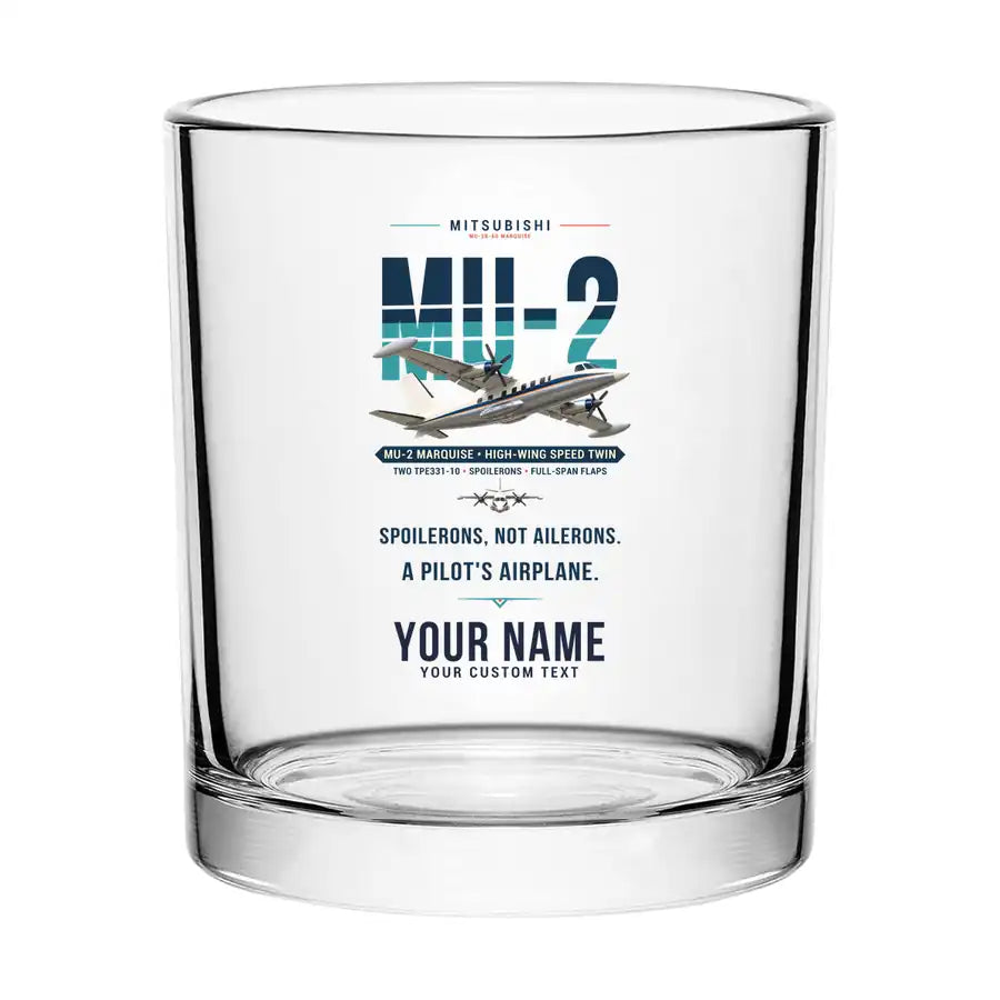 Mitsubishi MU-2B-60 Marquise - Original + Name - Special Whiskey Glass