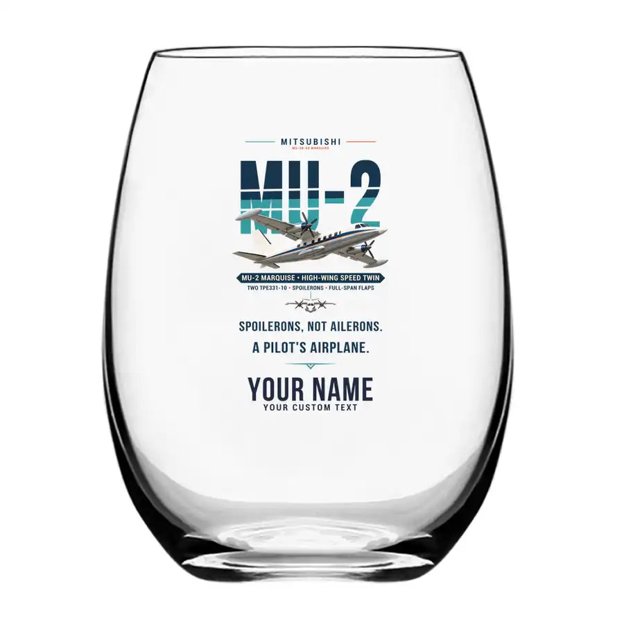 Mitsubishi MU-2B-60 Marquise - Original + Name - Water & Drink Glass