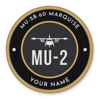 Thumbnail for Mitsubishi MU-2B-60 Marquise Patches - Circle + Name - Black Gold