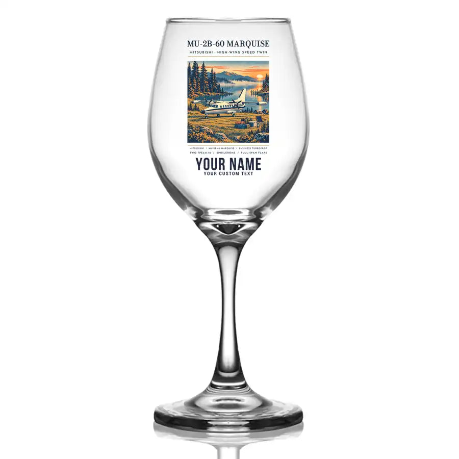 Mitsubishi MU-2B-60 Marquise - Poster + Name - Wine Glass