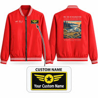 Thumbnail for Mitsubishi MU-2B-60 Marquise Stylish Jackets - Baseball Collar - Poster + Name - Red